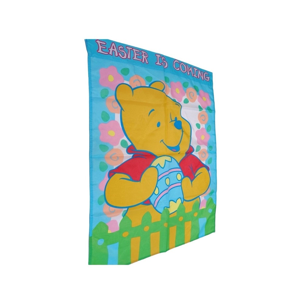Disney Vintage Pooh Bear Easter is Coming Egg Flowers Hanging Large Flag